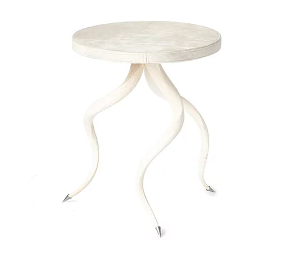 Cream Hide Side Table with Kudu Legs