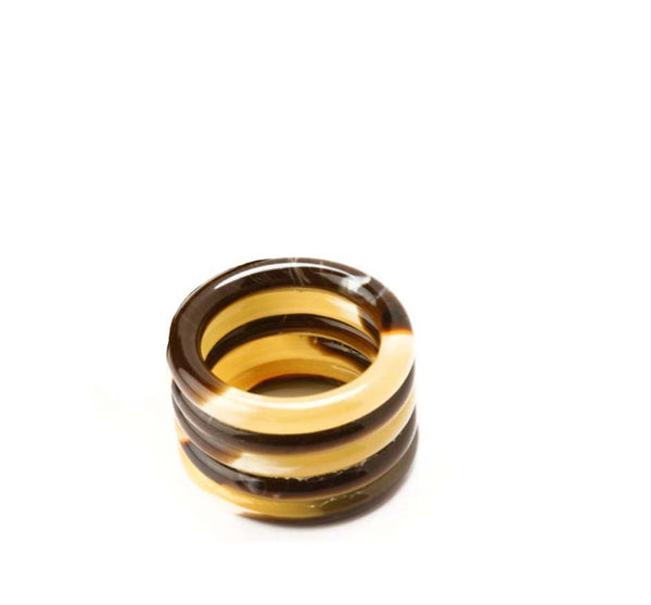 5 Ring Lucite Napkin Ring In Horn