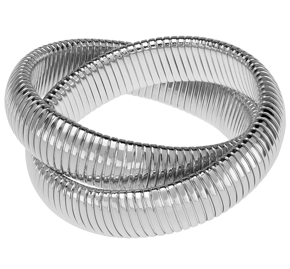 Cobra Twist Bracelet in Rhodium