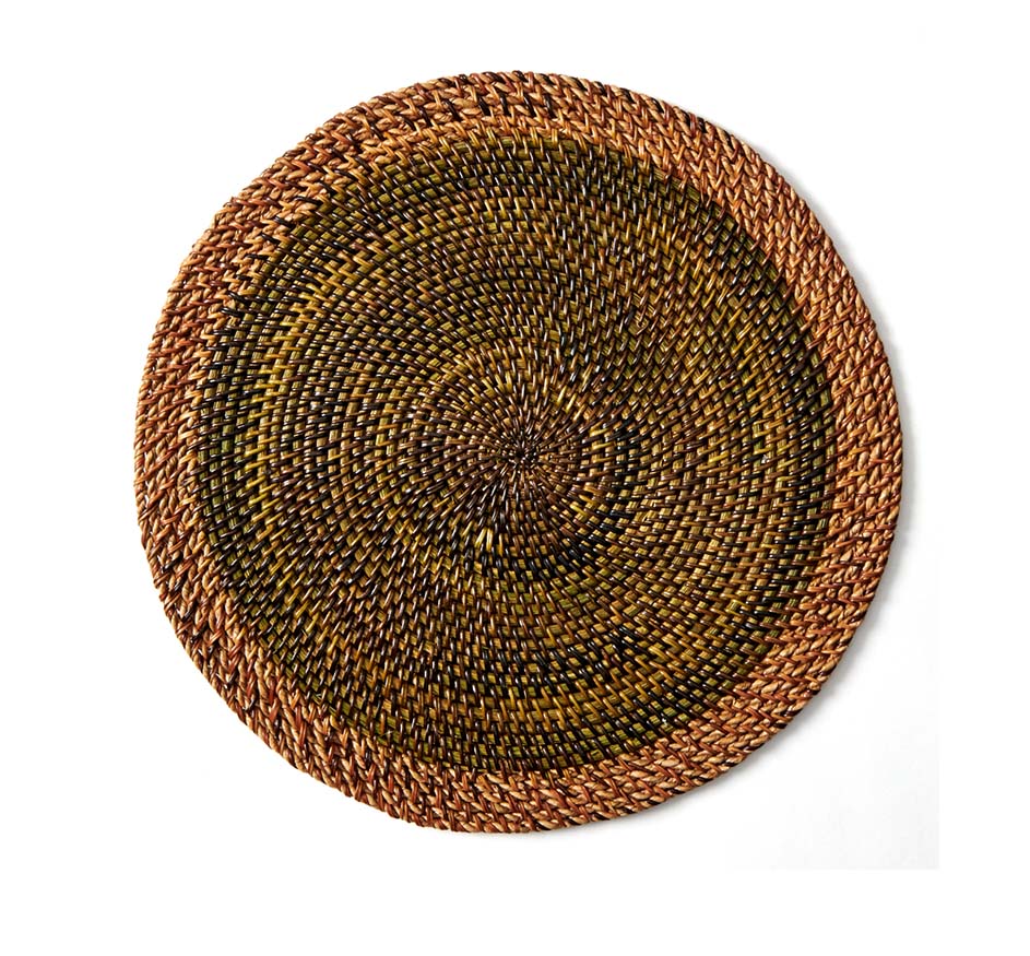 Shaded Rattan Placemat in Leaf (Sold as a set of 4)