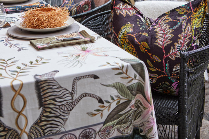 Leopard Lily Tablecloth in Safari Stone (Available in 3 Sizes)