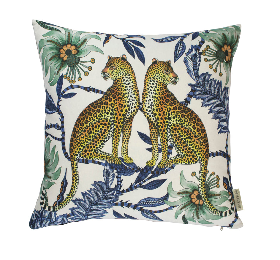 Lovebird Leopards Cotton Pillow 20x20"