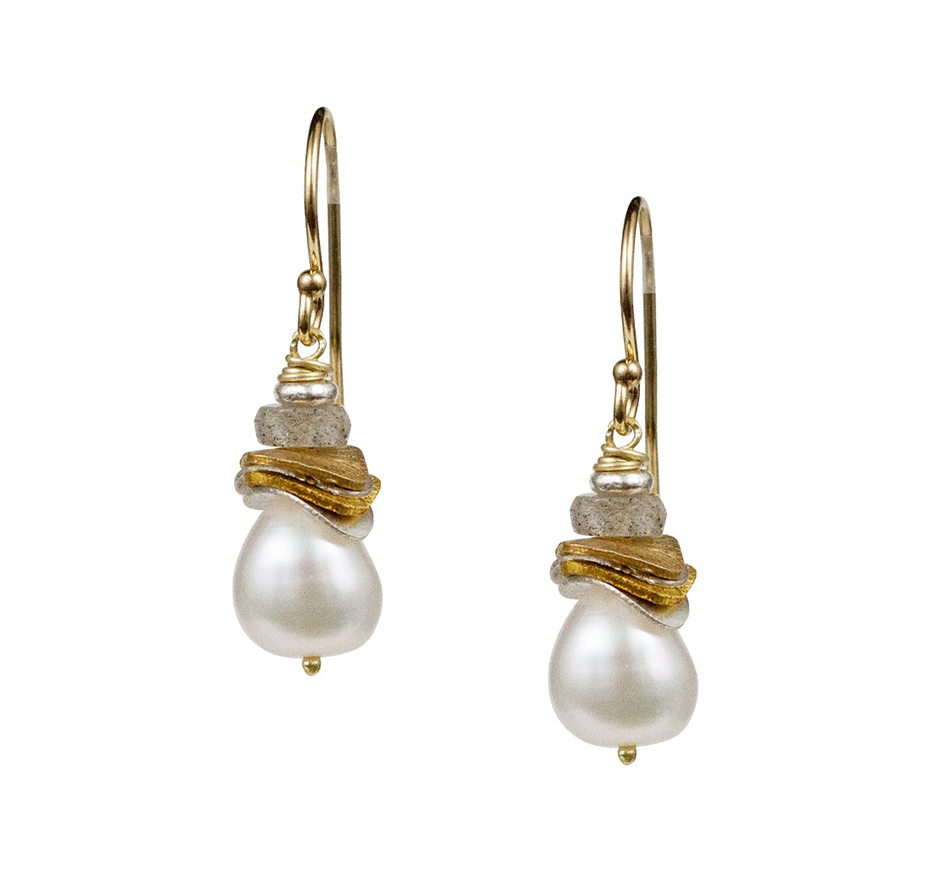 Small Rio Earrings with White Pearls