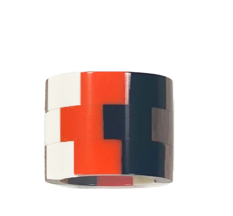 Wood Resin Napkin Ring in Orange & Black