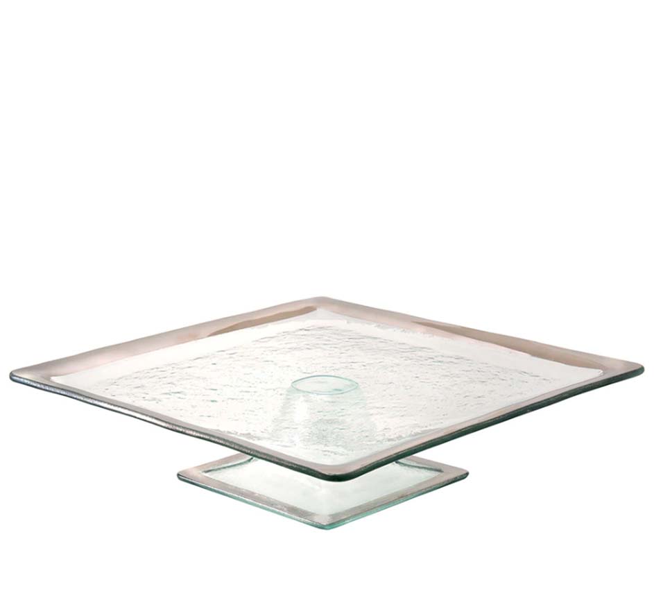 Square Cake Plate in Platinum