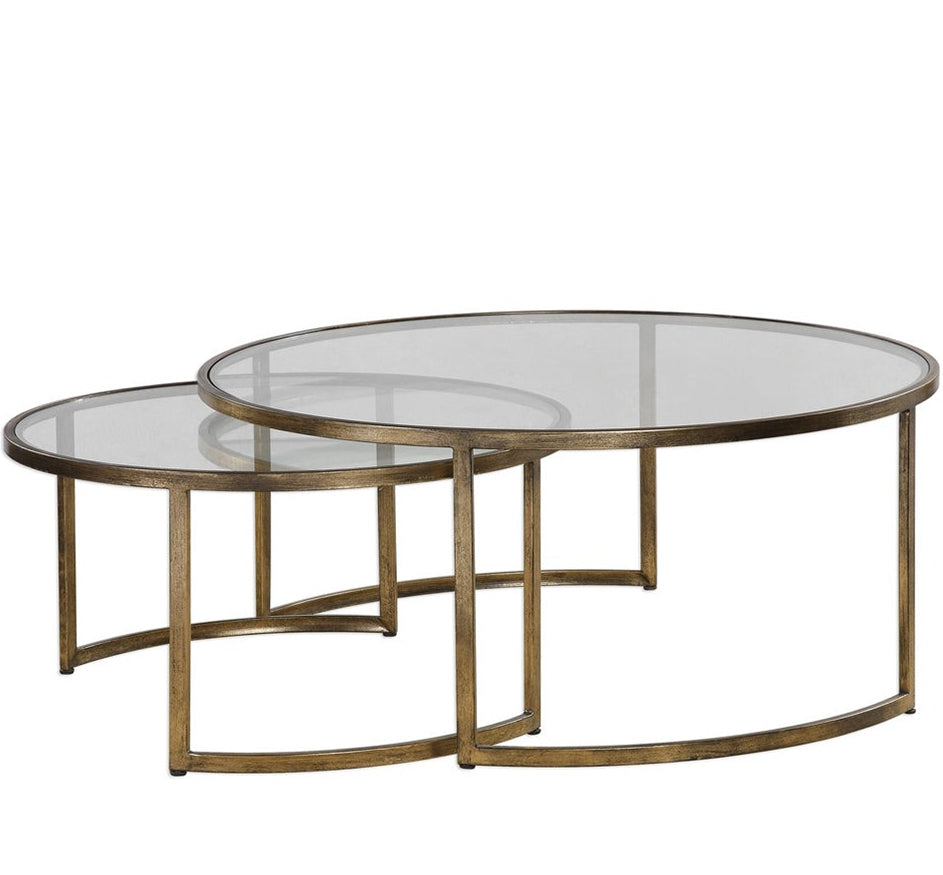 Nesting Cocktail Tables In Antique Gold