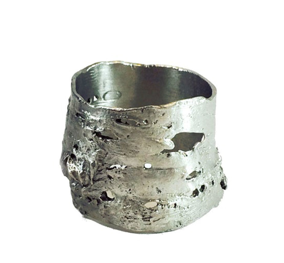 Birch Bark Napkin Ring Silver