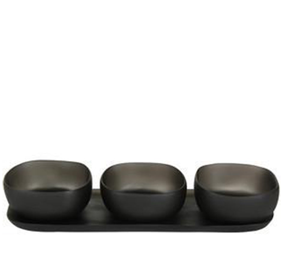 Trio of Resin Bowls On Tray (available in 2 colors)