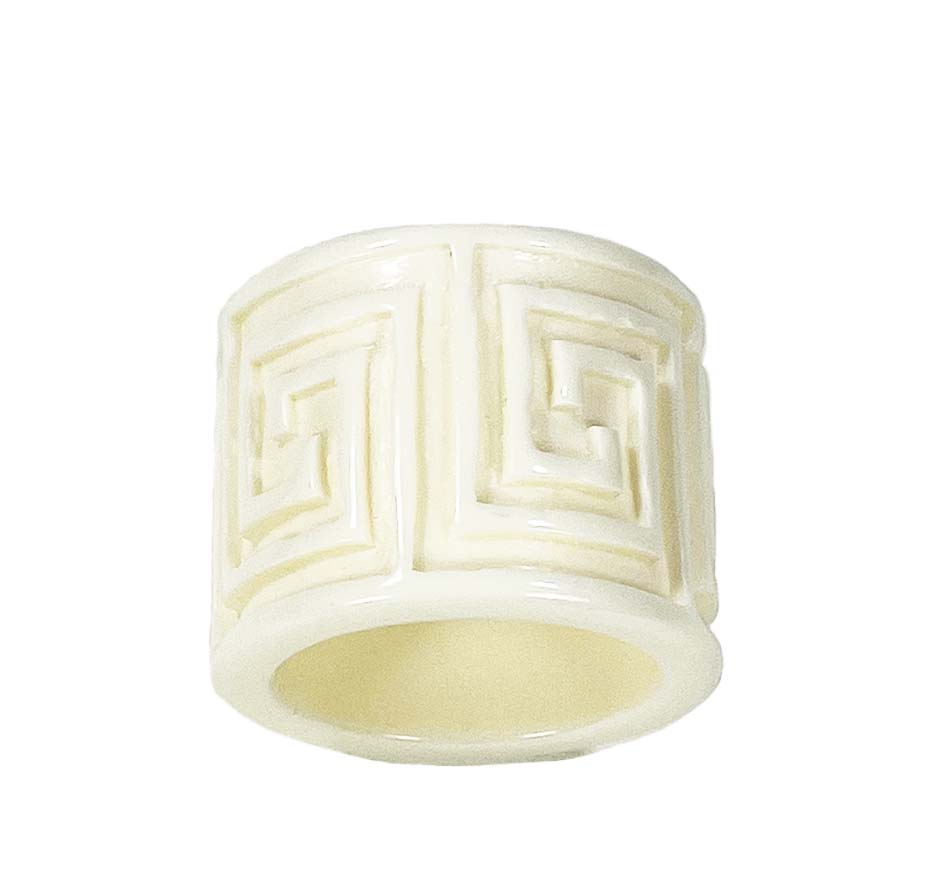 Greek Key Napkin Ring in White